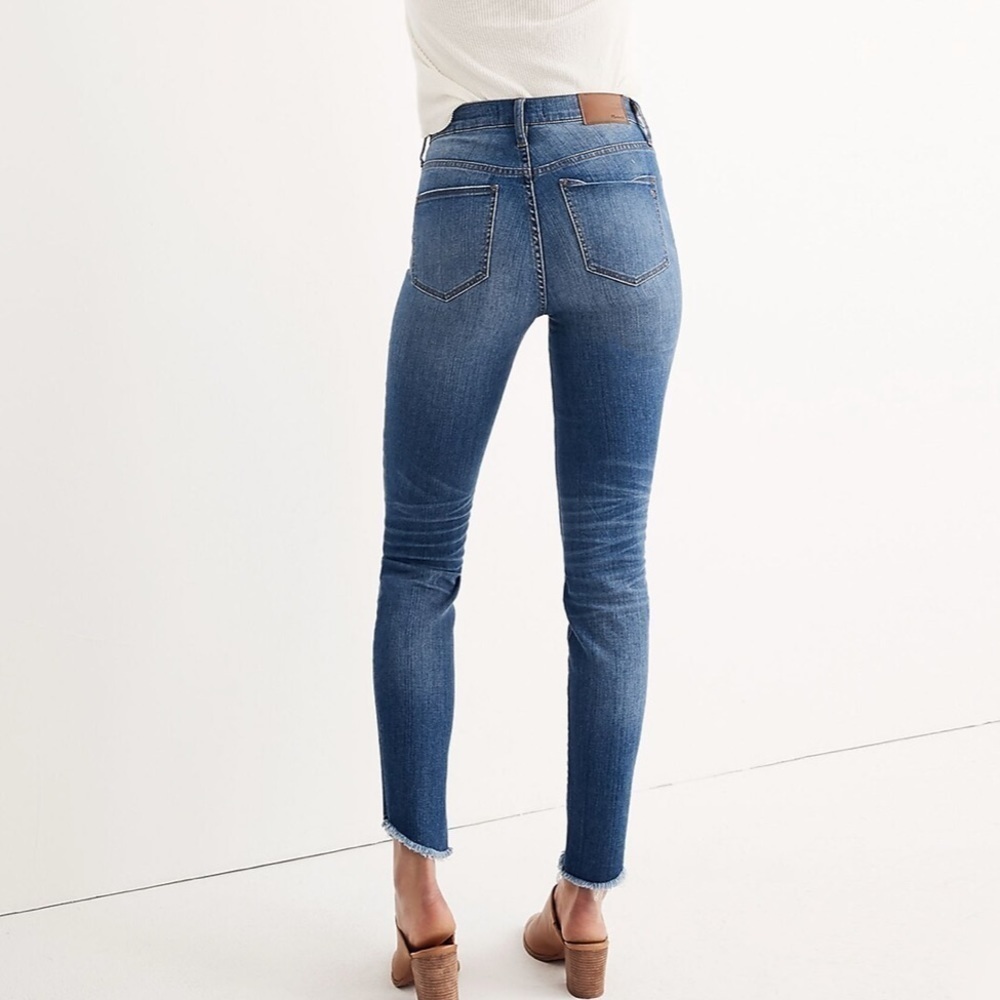 Madewell 10 in High Rise Skinny Distressed Raw Hem Denim Jeans